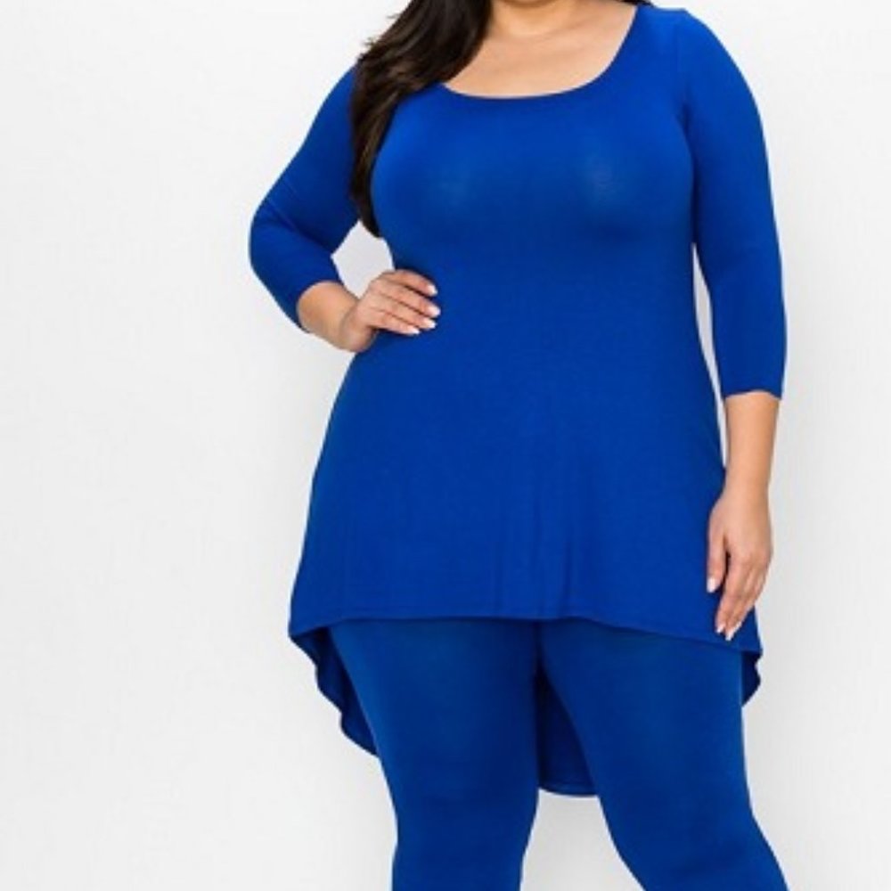 2 Piece pant set with HIgh low top and leggings